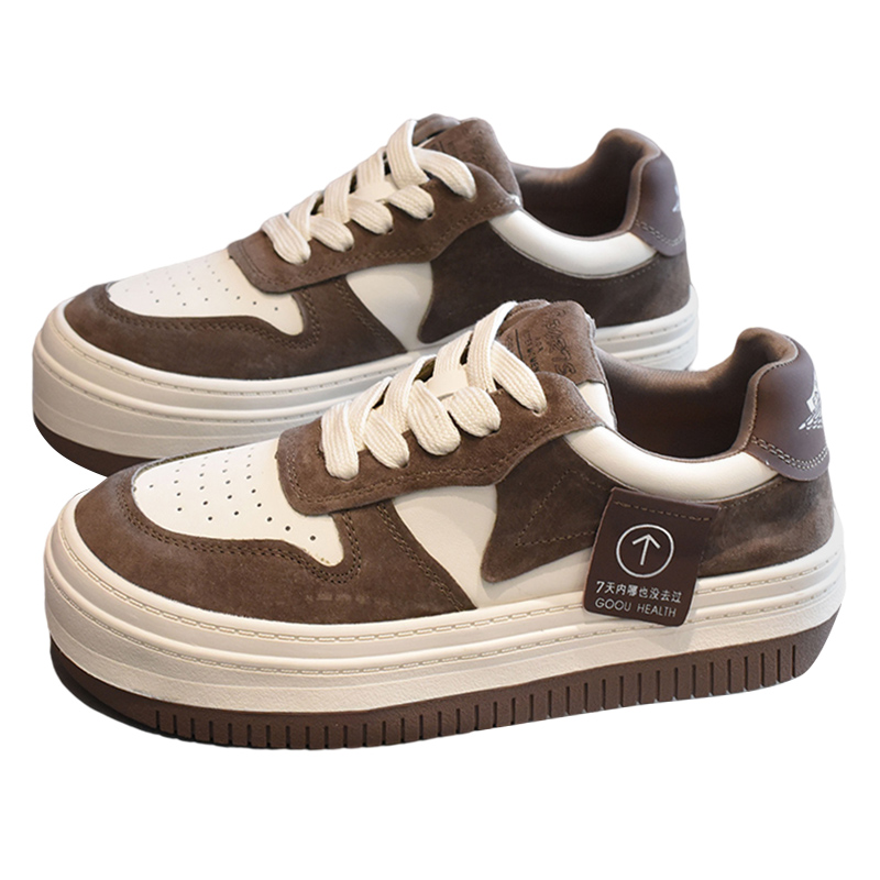 首谷日系真皮面包鞋厚底熊猫板鞋