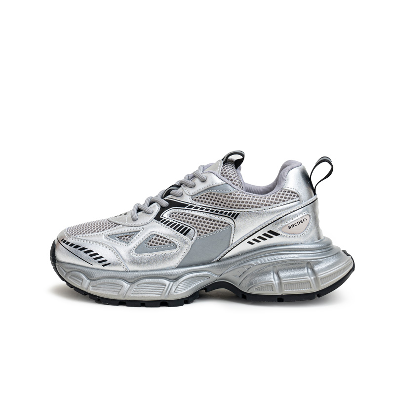 2024醉新款加绒银色老爹鞋女