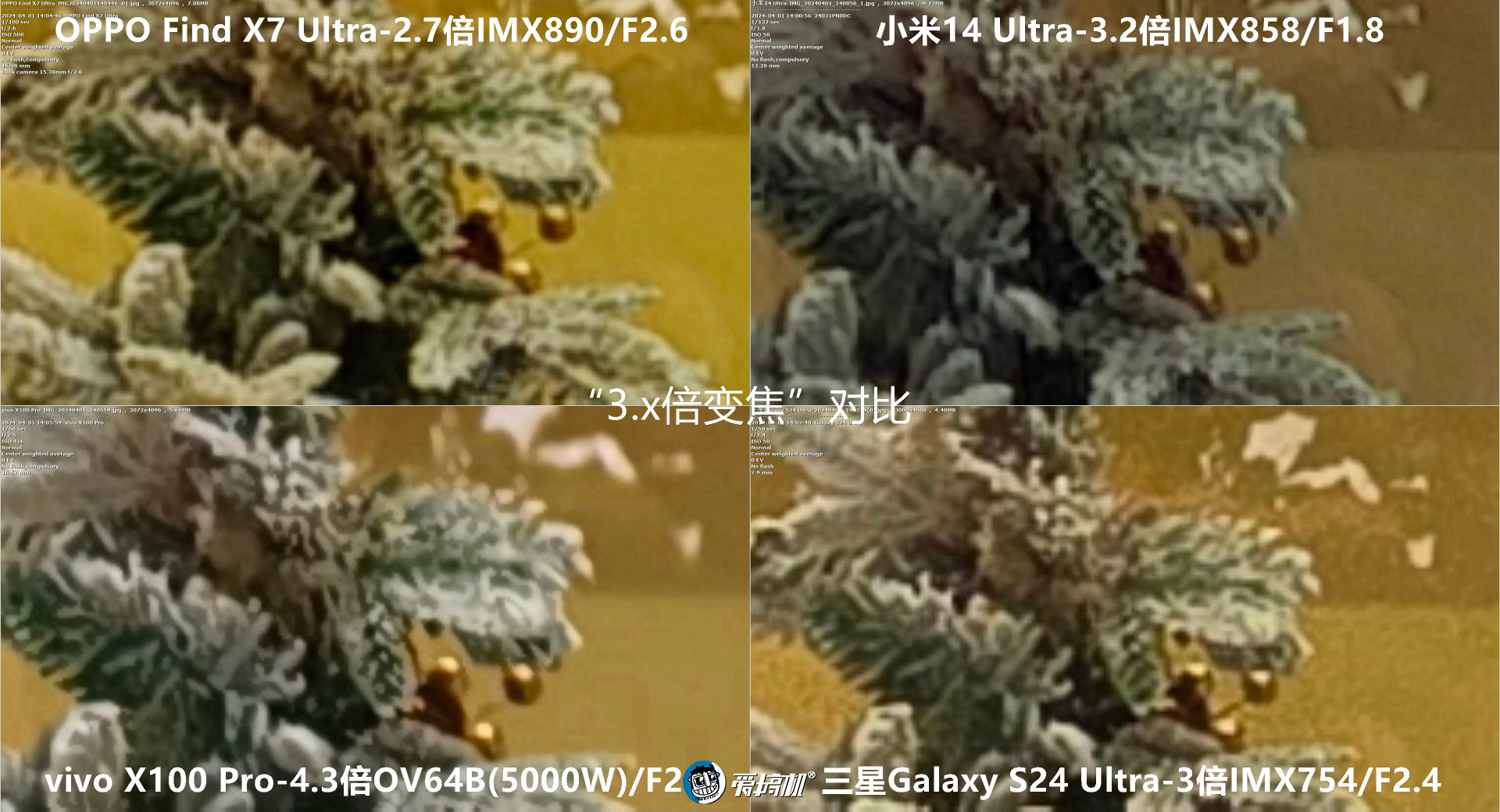机皇对决,小米14 Ultra、Find X7 Ultra、三星S24 Ultra、vivo X100 Pro拍照对比