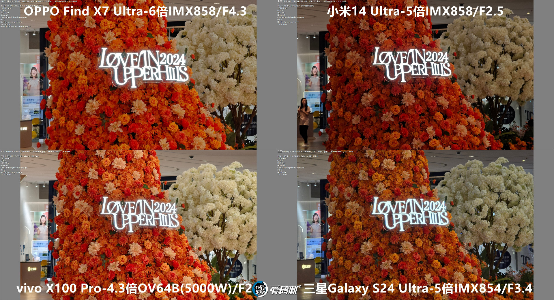 机皇对决,小米14 Ultra、Find X7 Ultra、三星S24 Ultra、vivo X100 Pro拍照对比