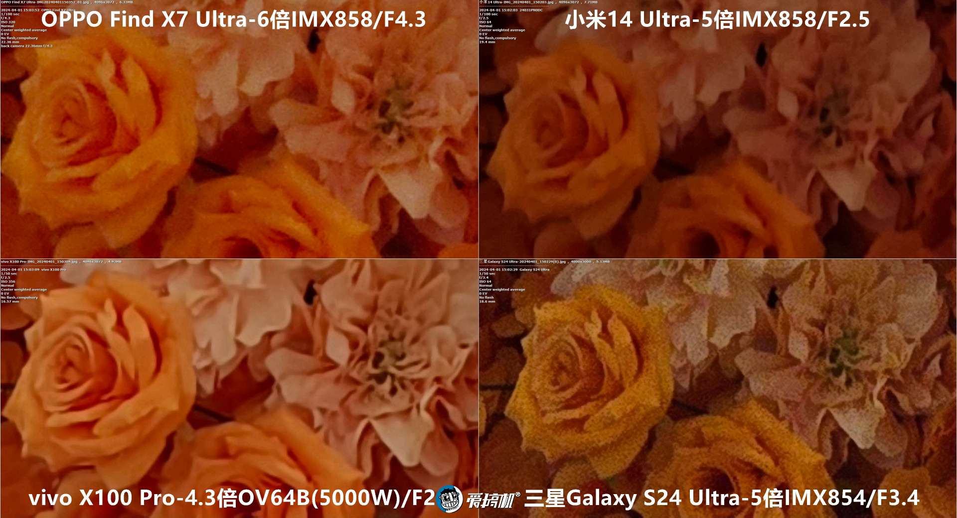机皇对决,小米14 Ultra、Find X7 Ultra、三星S24 Ultra、vivo X100 Pro拍照对比