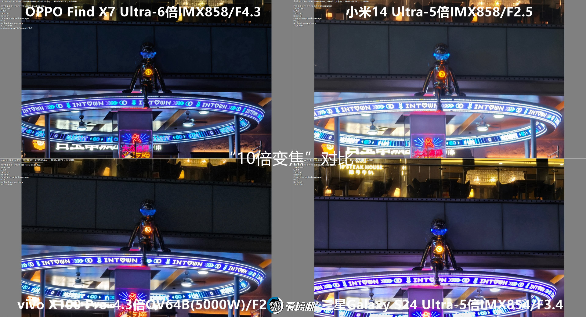 机皇对决,小米14 Ultra、Find X7 Ultra、三星S24 Ultra、vivo X100 Pro拍照对比