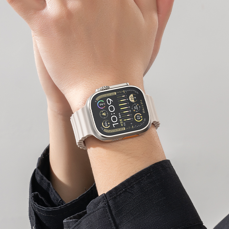 适用applewatch ultra2海洋表带iwatch9苹果S8手表S9硅胶8高级男7运动SE女S6智能iphone新款49mm秋冬watchs