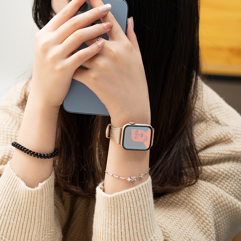 适用iwatch8表带applewatch9苹果S9手表S8真皮S7秋冬7个性SE小众S6女生6代高级个性ultra智能iPhonewatch运动