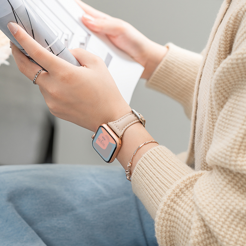 适用iwatch8表带applewatch9苹果S9手表S8真皮S7秋冬7个性SE小众S6女生6代高级个性ultra智能iPhonewatch运动