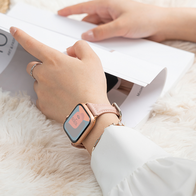 适用iwatch8表带applewatch9苹果S9手表S8真皮S7秋冬7个性SE小众S6女生6代高级个性ultra智能iPhonewatch运动