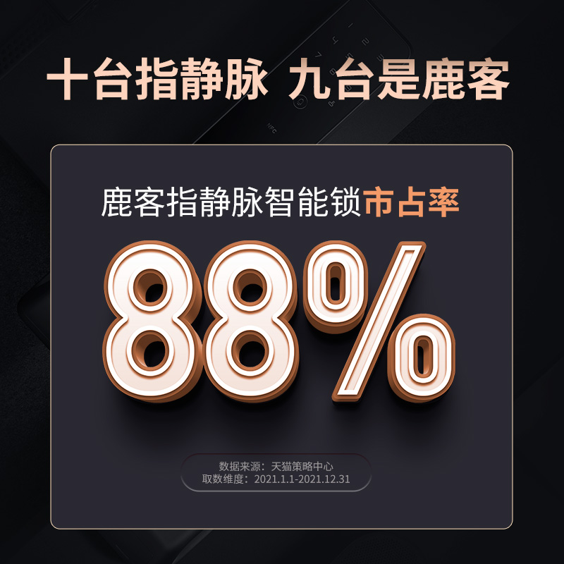 【团】鹿客密码锁指静脉全自动可视猫眼智能锁s50m智能门锁