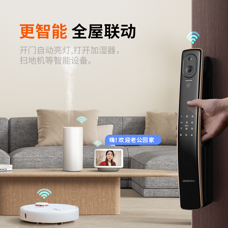 【团】鹿客密码锁指静脉全自动可视猫眼智能锁s50m智能门锁