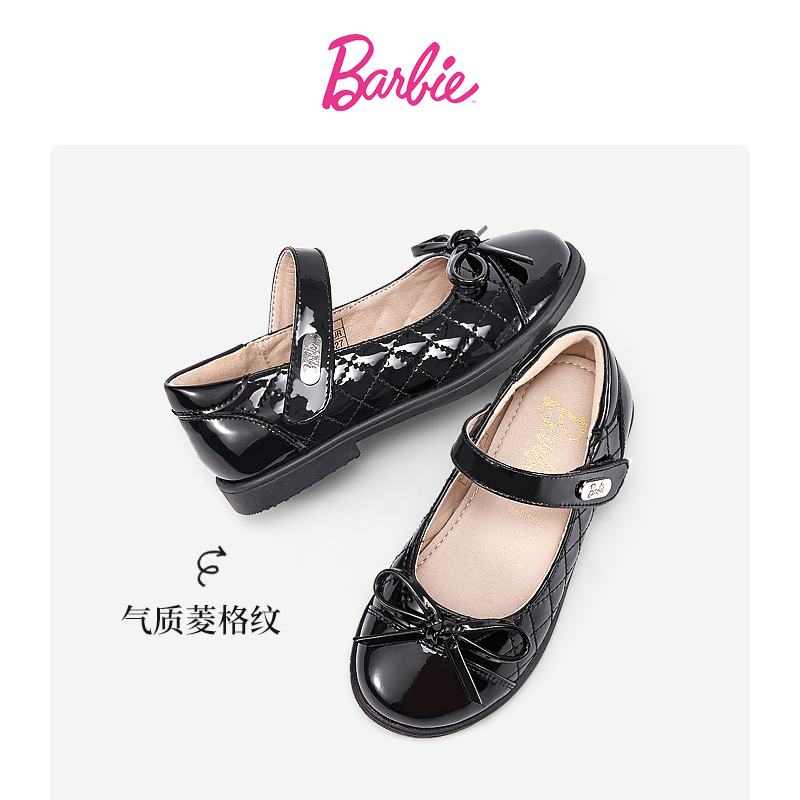 芭比童鞋软底单鞋女童黑色皮鞋2023新款儿童皮鞋女春秋女童演出鞋