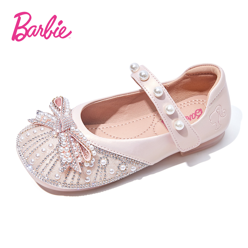 芭比童鞋小皮鞋女童公主鞋配礼服2023新款春秋水晶鞋儿童皮鞋小童