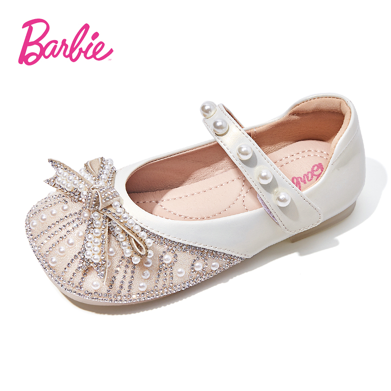 芭比童鞋小皮鞋女童公主鞋配礼服2023新款春秋水晶鞋儿童皮鞋小童