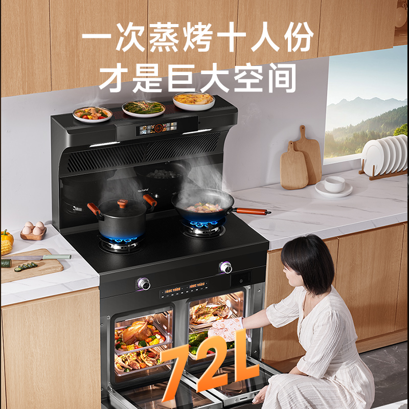 Haotaitai用心爱好太太集成灶蒸烤一体家用油烟机燃气灶猛火M1F18