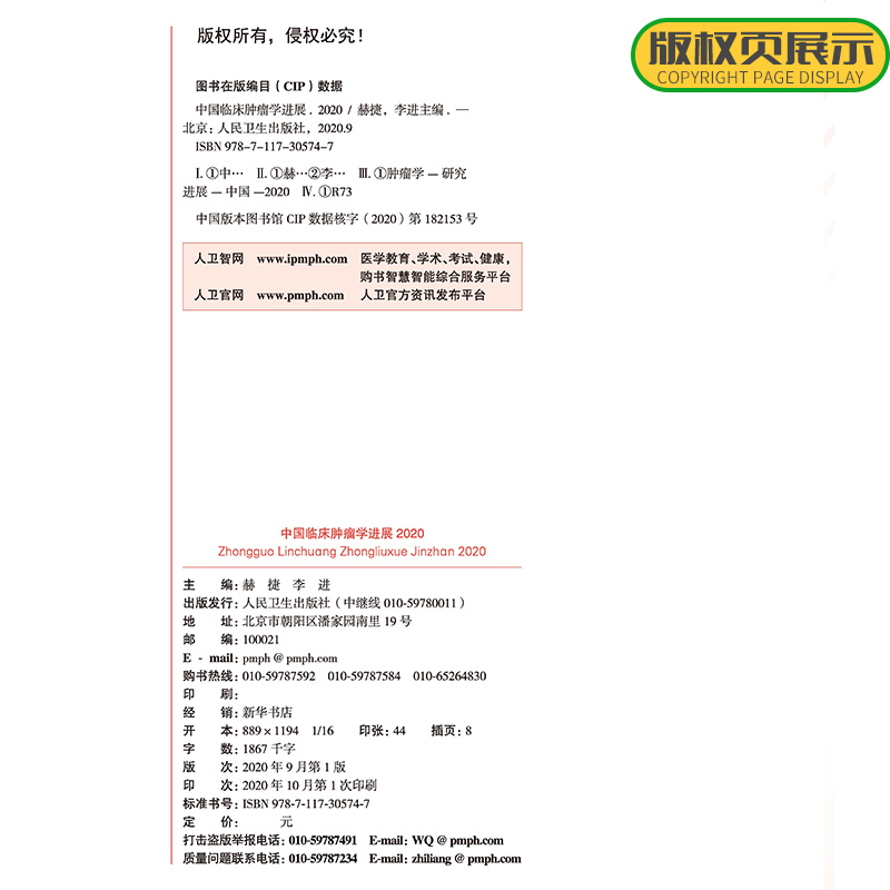 中国临床肿瘤学进展2020 赫捷 李进 主编 临床肿瘤学的多个领域和转化性研究 国际临床肿瘤学 人民卫生出版社 9787117305747