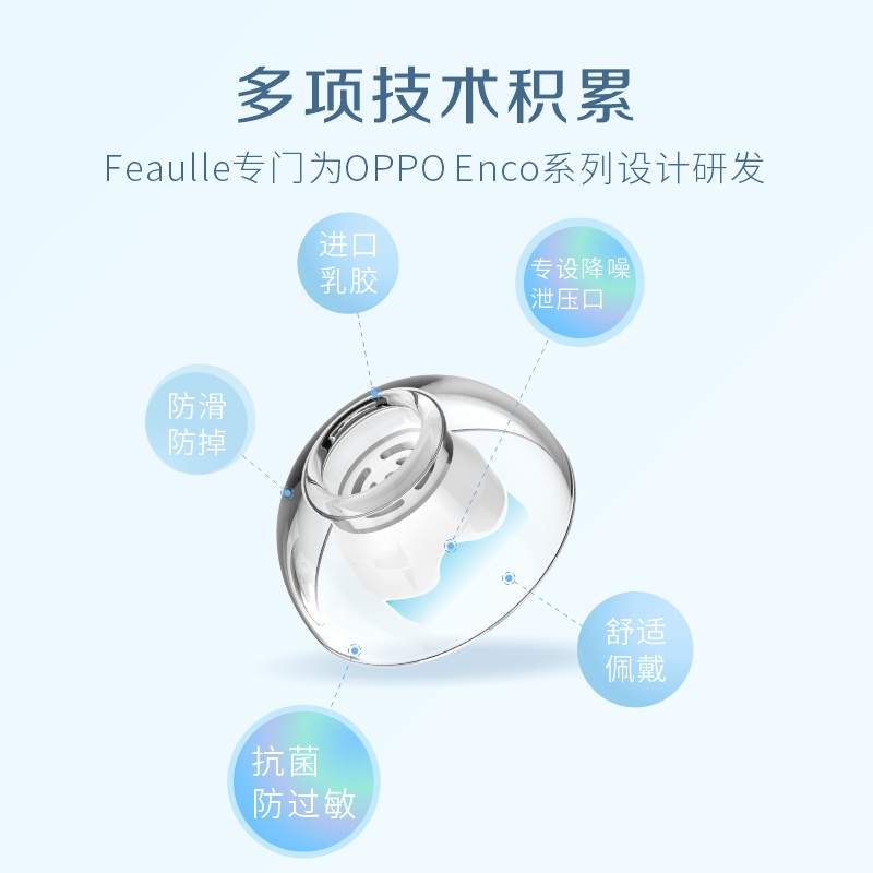 绯乐Latex-H260适用于oppoencox2耳塞耳帽防过敏oppo蓝牙降噪耳机oppoencox耳机塞硅胶防滑encofree2i耳塞套