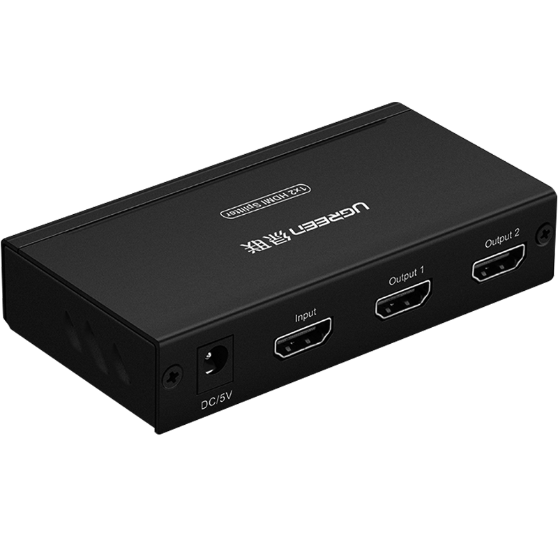 绿联hdmi一分二分配器1进2出切换器视频4k投影仪带音频高清一拖二电脑显示器1分2/4一进二出四屏扩展器分屏器