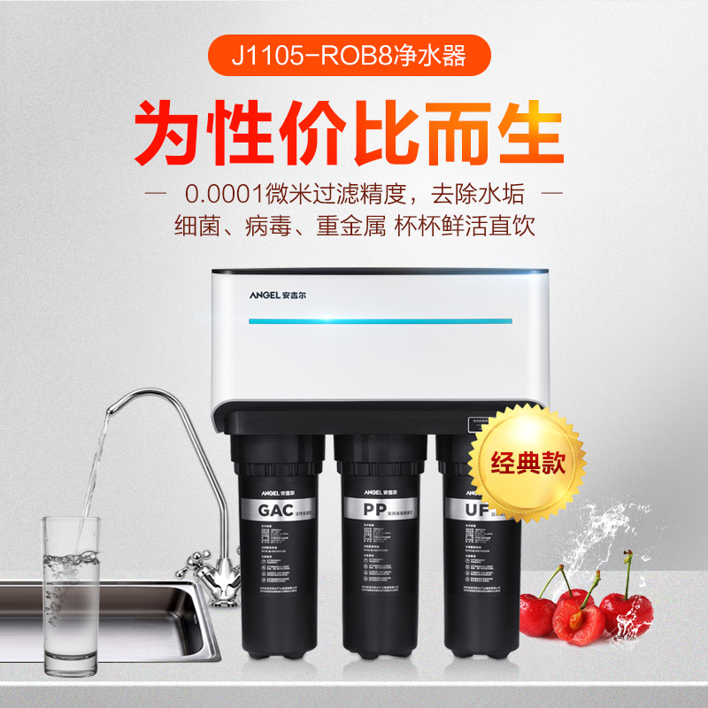 安吉尔净水器套装家用直饮反渗透净水T1C+管线机+前置过滤器
