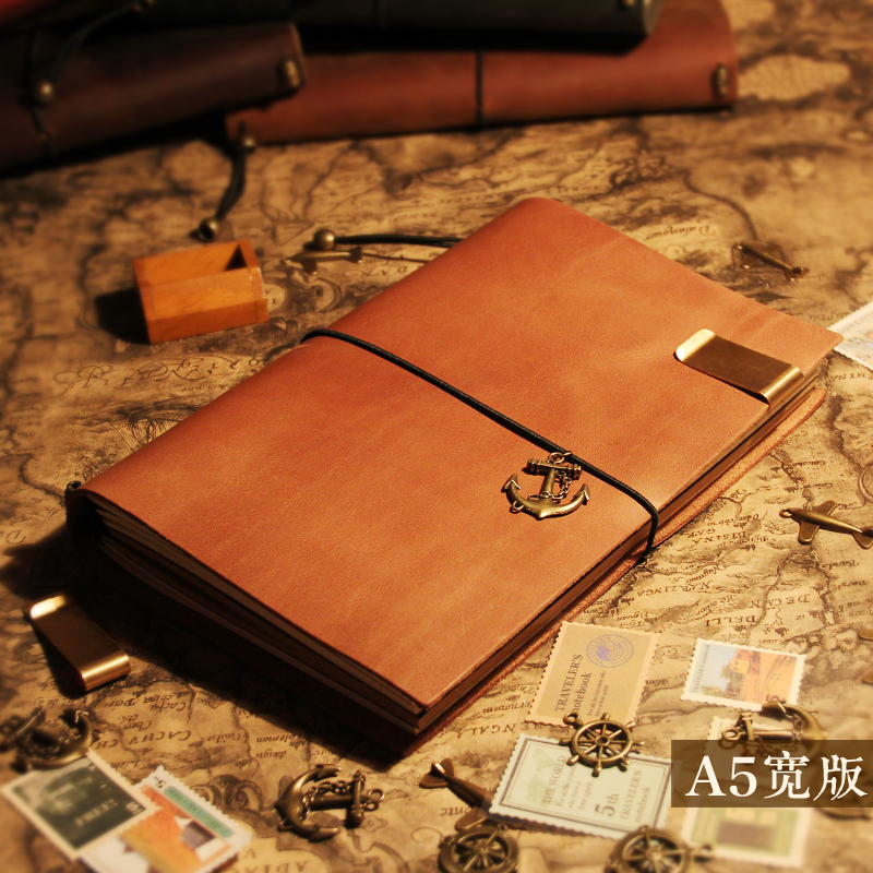 【爱皮本】大款绳扣 真皮记事本笔记本 复古手工日记本 A5活页本