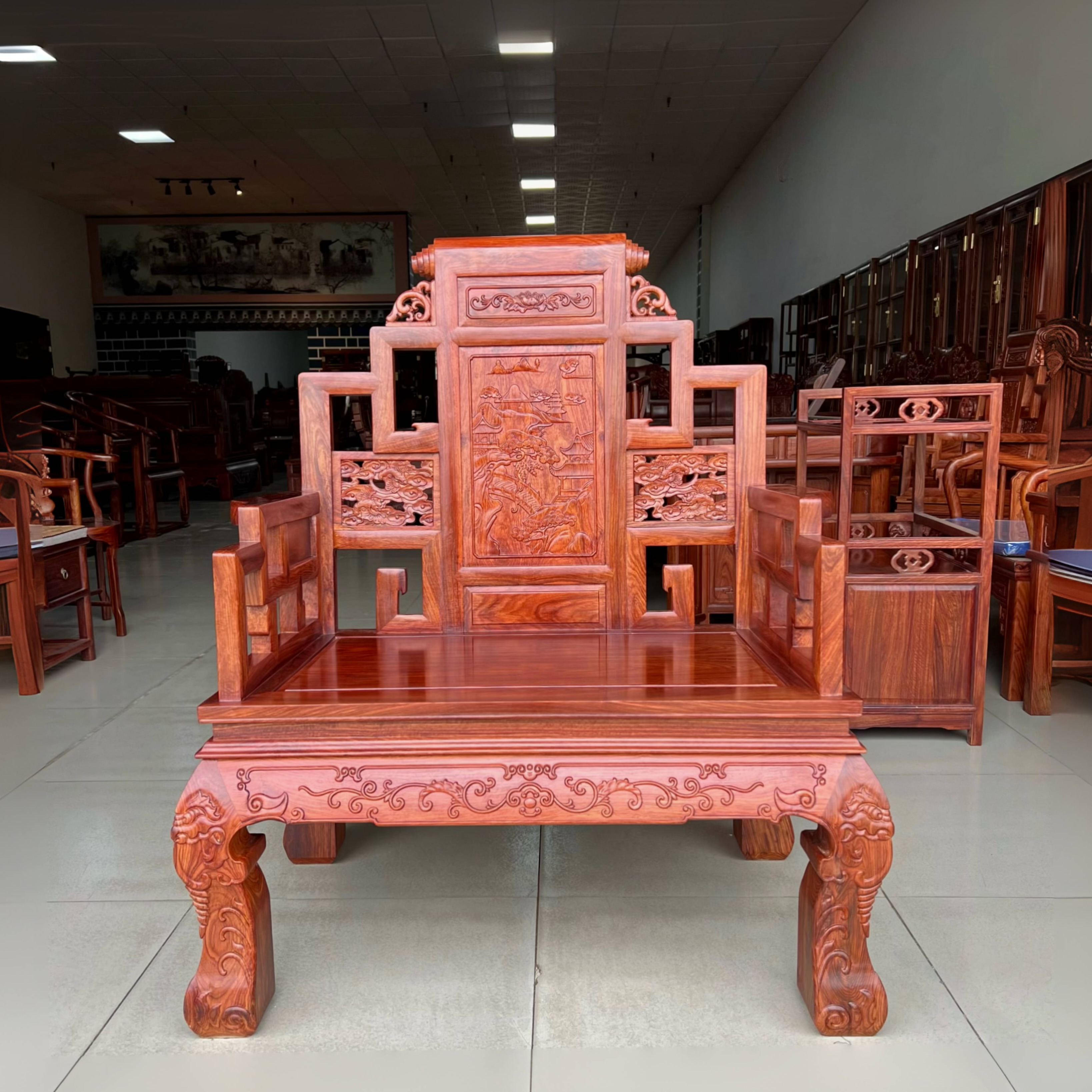 红木刺猬紫檀山水宝座打坐禅椅扶手实木圈椅花梨木中式办公太师椅