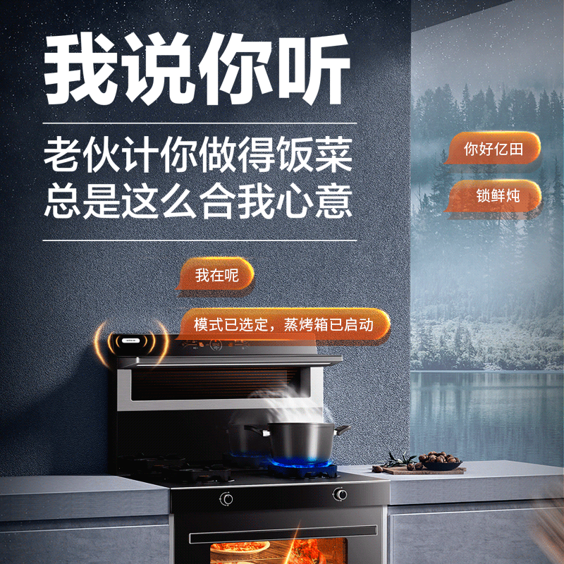 蒸烤炖炸◆亿田D6ZK蒸烤箱一体集成灶一体灶家用语音智控官方旗舰