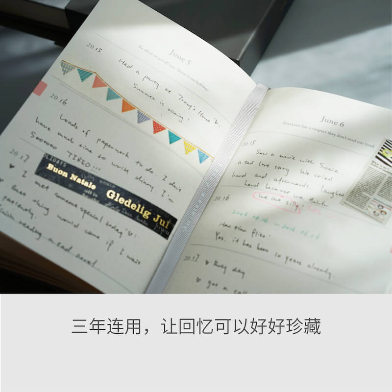 【百词斩】灰色B6三年回忆笔记本每日一句生日圣诞升学礼物布面精装 手账人生日记成长礼物减肥锻炼健身计划初中高中包邮