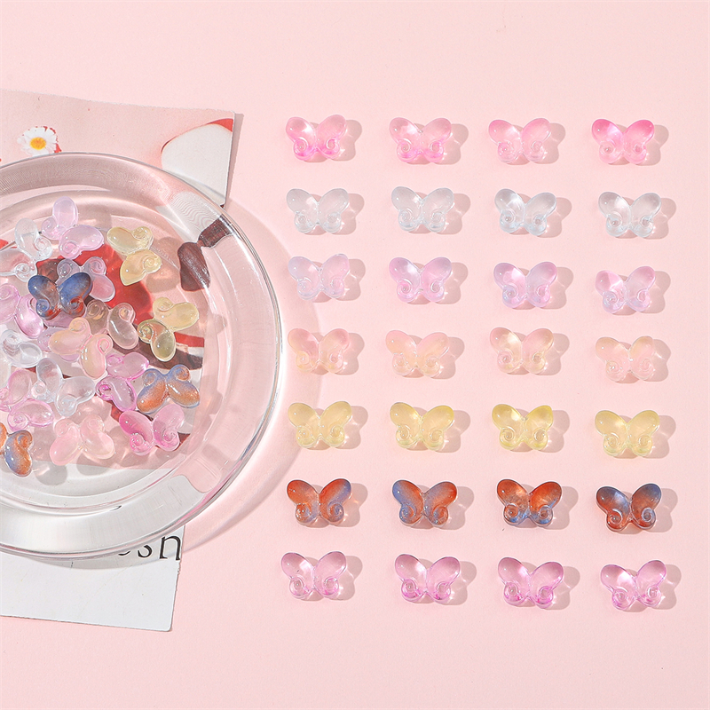 20颗10x14mm胖蝴蝶仿琉璃直孔珠diy手工古风发簪手链流苏制作材料