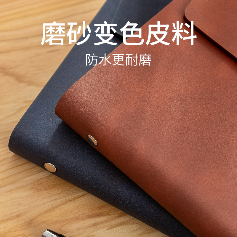 高档商务活页笔记本可拆卸硬壳多功能三折本子a5工作办公用会议记录本加厚定制logo硬皮面礼盒套装封面定做