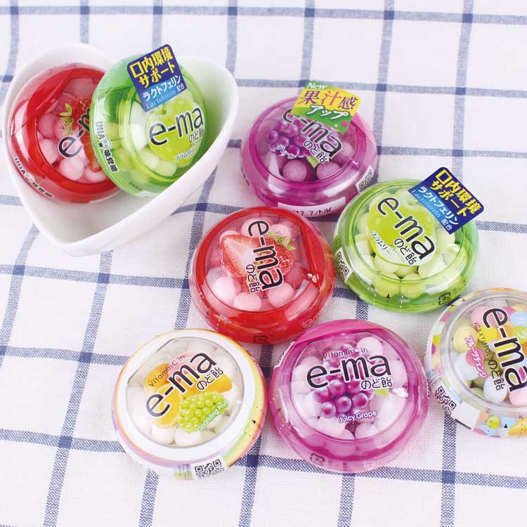日本进口糖果零食 UHA悠哈味觉糖e-ma葡萄维C润喉糖综合杂果味33g
