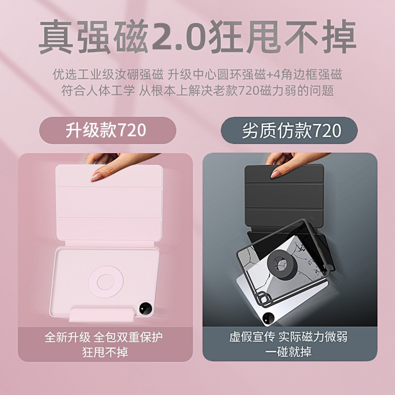 gomi适用华为matepadpro11保护套matepadair平板2024电脑保护壳荣耀V7pro透明10.8亚克力720旋转磁吸GOT-W29