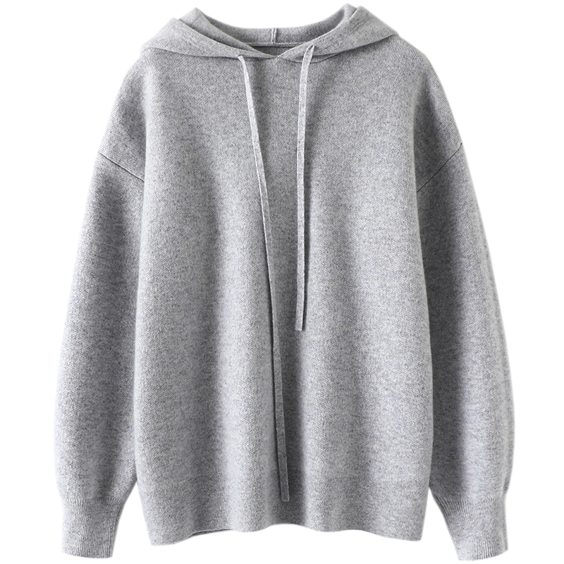 重磅推荐!稀有日本订单~四平针连帽羊绒衫女卫衣加厚毛衣女宽松