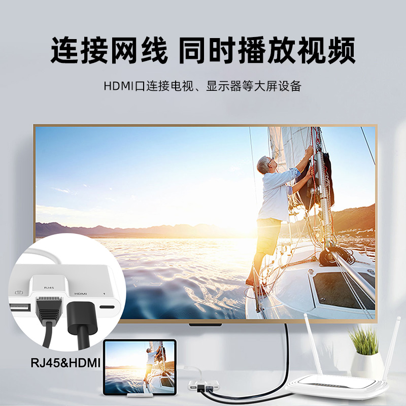 科乐多lightning扩展坞网线转换器适用ios17苹果平板iphone手机采集卡转hdmi电视直播声卡耳机充电网口转接头