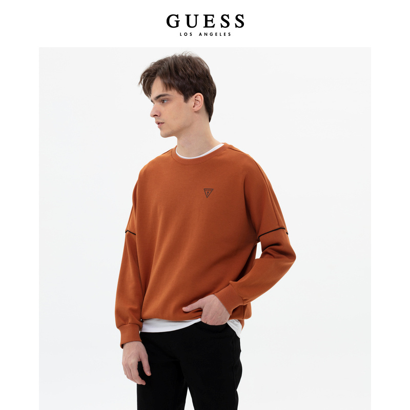 GUESS 新款情侣款长袖圆领oversize经典LOGO卫衣-X2BQ46R2Q41