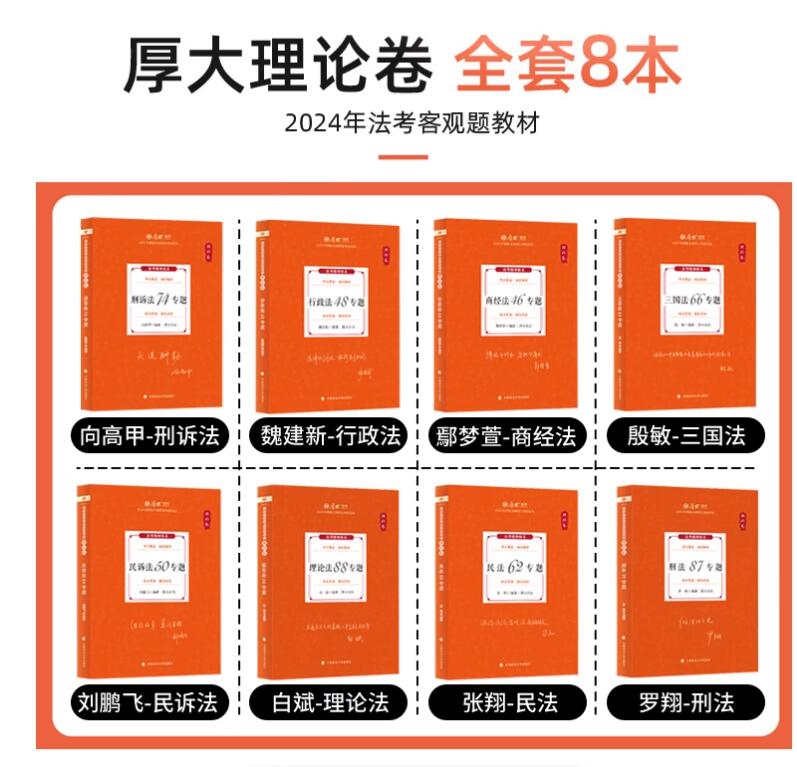 现货先发】厚大法考2024新教材理论卷真题卷背诵司法考试全套法律职业资格资料客观题向高甲刑诉鄢梦萱讲商经罗翔刑法张翔民法白斌
