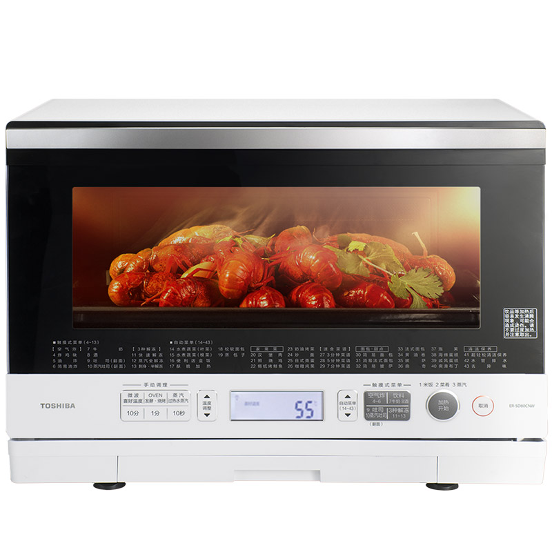 东芝进口白色微波炉家用烤箱微蒸烤炸一体机台式水波炉sd80旗舰店