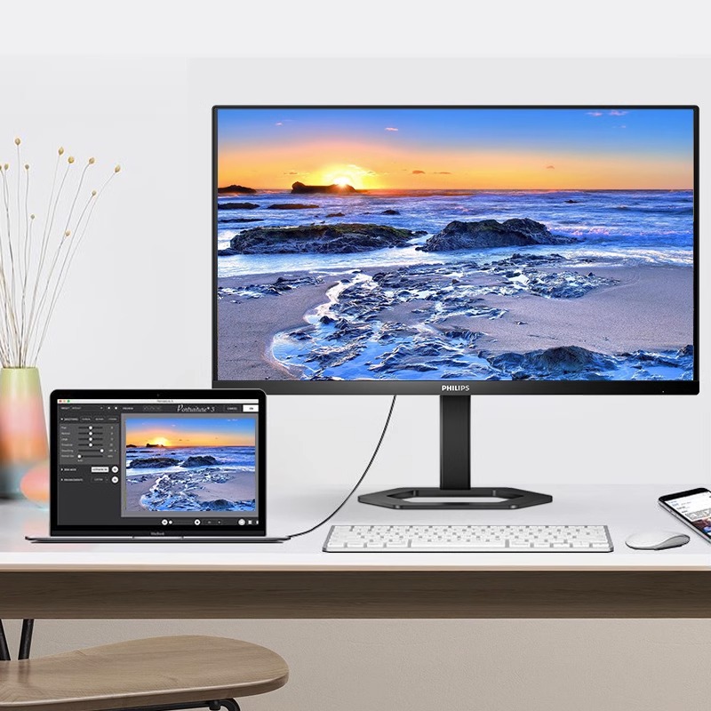 飞利浦4k显示器27寸超高清10bit专业设计IPS屏防蓝光护眼台式电脑