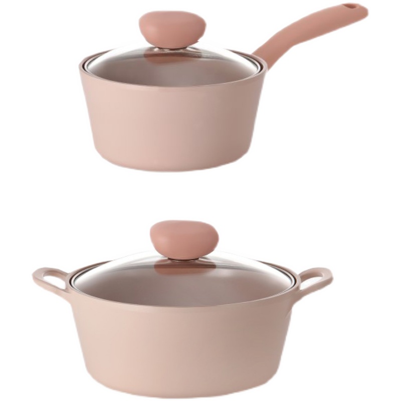 韩国进口陶瓷不粘锅粉色fika平底锅煎饼锅家用煎锅电磁炉燃通气