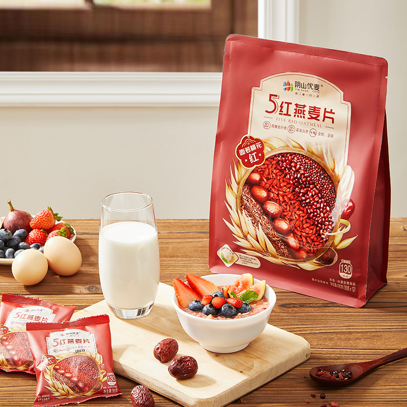 阴山优麦五红燕麦片混合谷物420g5红麦片营养早餐即食冲饮麦片