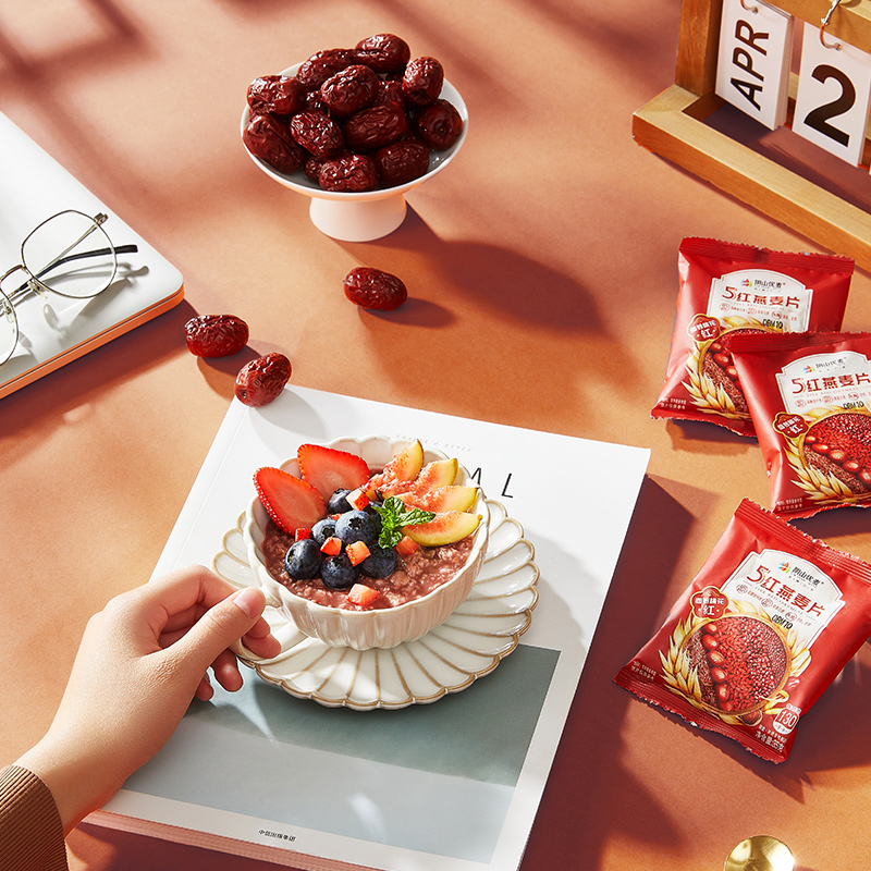 阴山优麦五红燕麦片混合谷物420g5红麦片营养早餐即食冲饮麦片