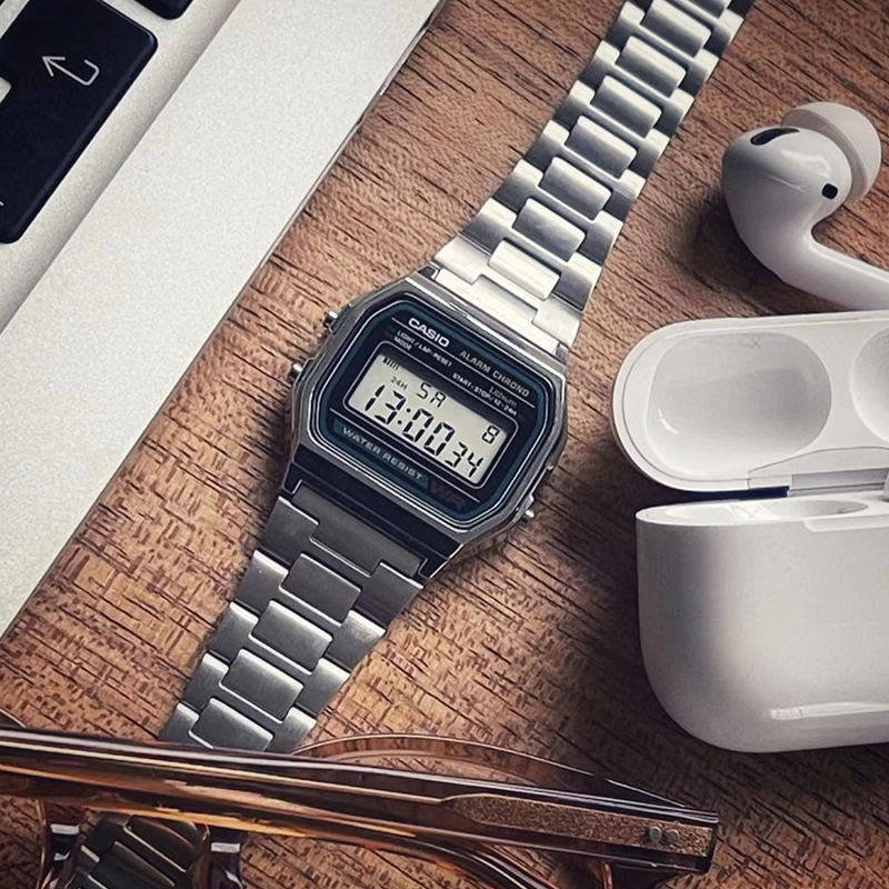 casio卡西欧手表男小银表复古小方块电子表a159wa/a158/a168/f91w