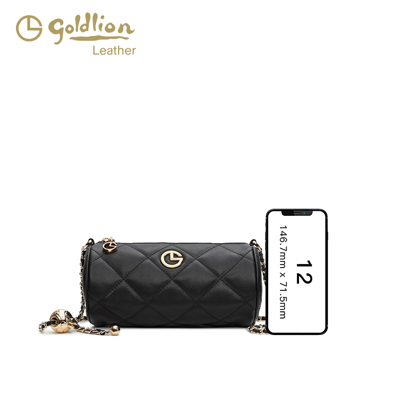 金利来2023新款春季女士单肩包轻奢小金球圆筒包真皮腋下质感包包