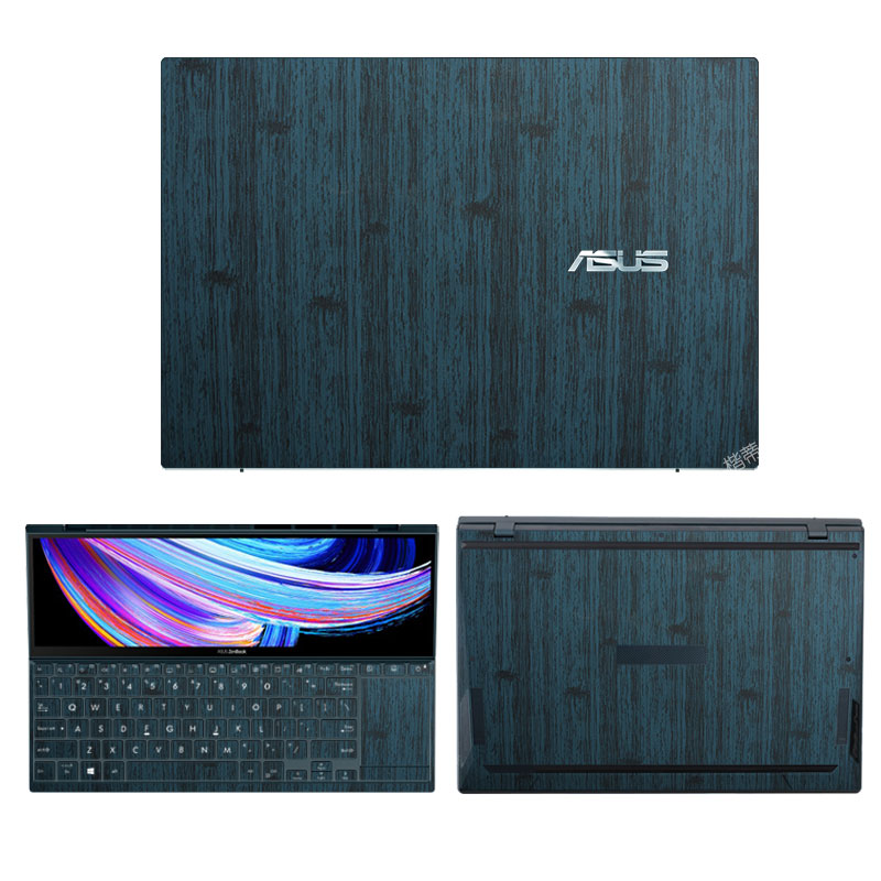 华硕灵耀X双屏Pro皮革保护膜2023灵耀X双屏笔记本外壳贴纸14英寸15.6主屏副屏幕膜大小屏电脑全套X2Duo保护膜