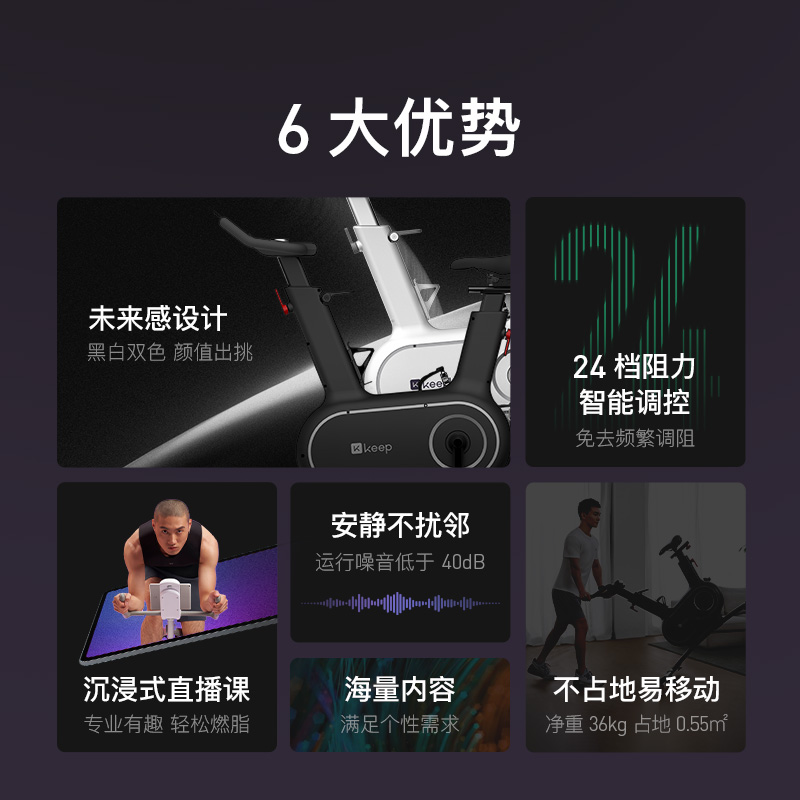 Keep智能动感单车CLR家用运动健身磁控室内小型超静音燃脂自行车