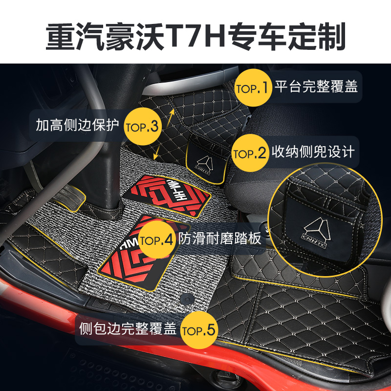 重汽豪沃T7H脚垫豪沃T7A7豪沃T5GTX豪瀚J7BN7G专用全包货车脚垫