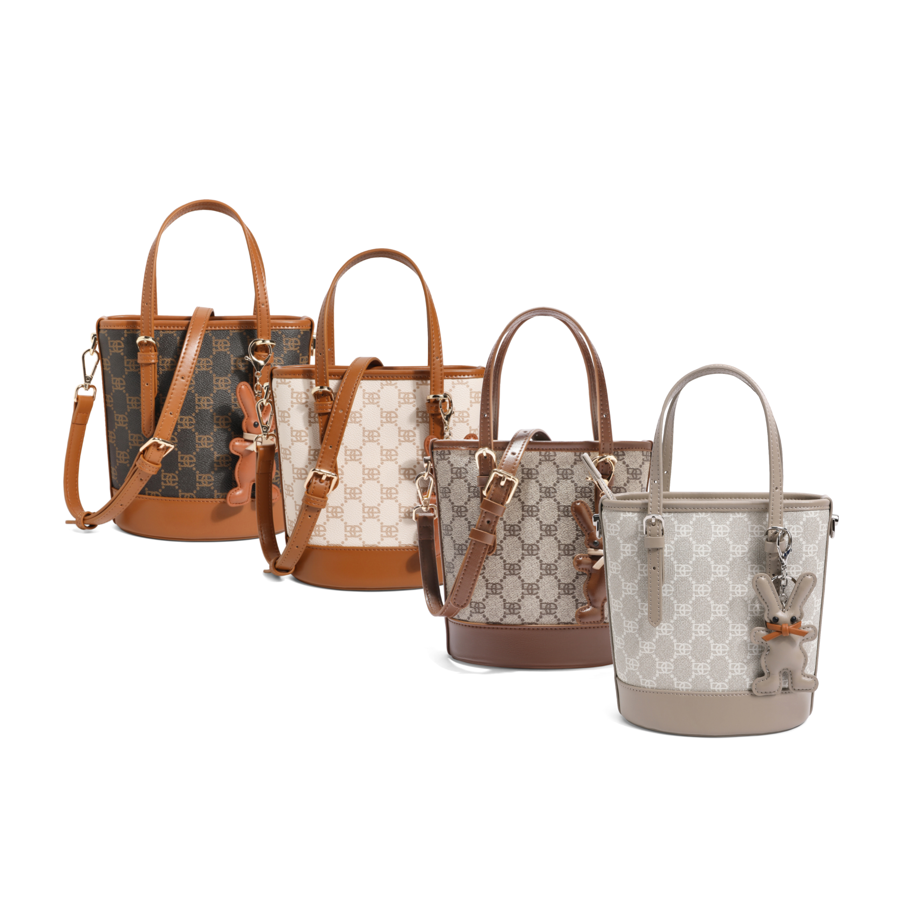 百丽女包包小包托特包通勤复古老花高级时尚水桶包斜挎包X9001DX2