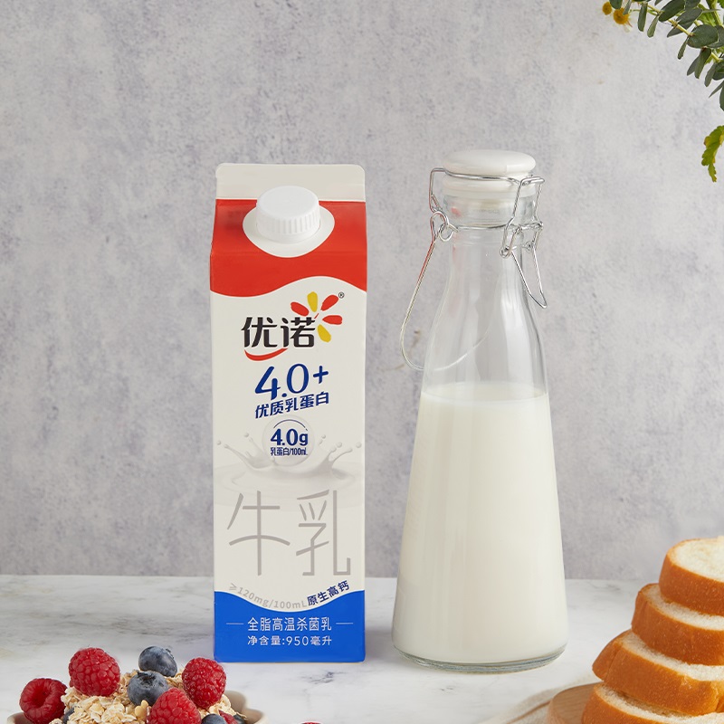 yoplait优诺纯牛奶4.0+优质乳蛋白营养原生高钙纯牛奶儿童奶950ml