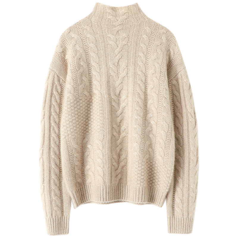 感受复古减龄!大克重羊绒衫女半高领套头外穿纯羊绒毛衣冬加厚