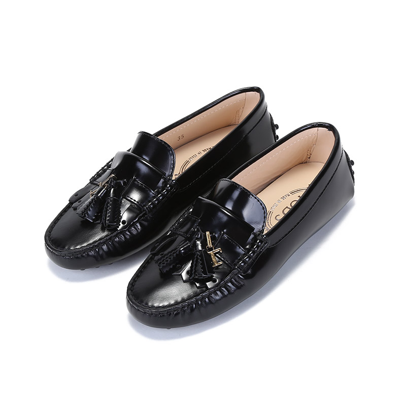 TOD'S 托德斯 女士皮革流苏装饰单鞋豆豆鞋平底鞋 XXW00G0ET50SHA