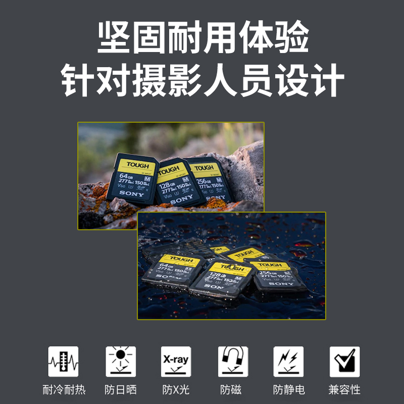 索尼V60SD卡128g相机内存卡高速UHS-II三防TOUGH存储卡A7M4 ZV-1