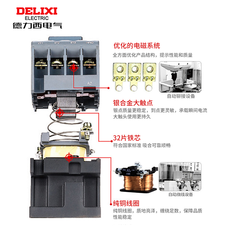 cjx2s-1210德力西1810交流接触器2510 220V单相380V三相3210 6511