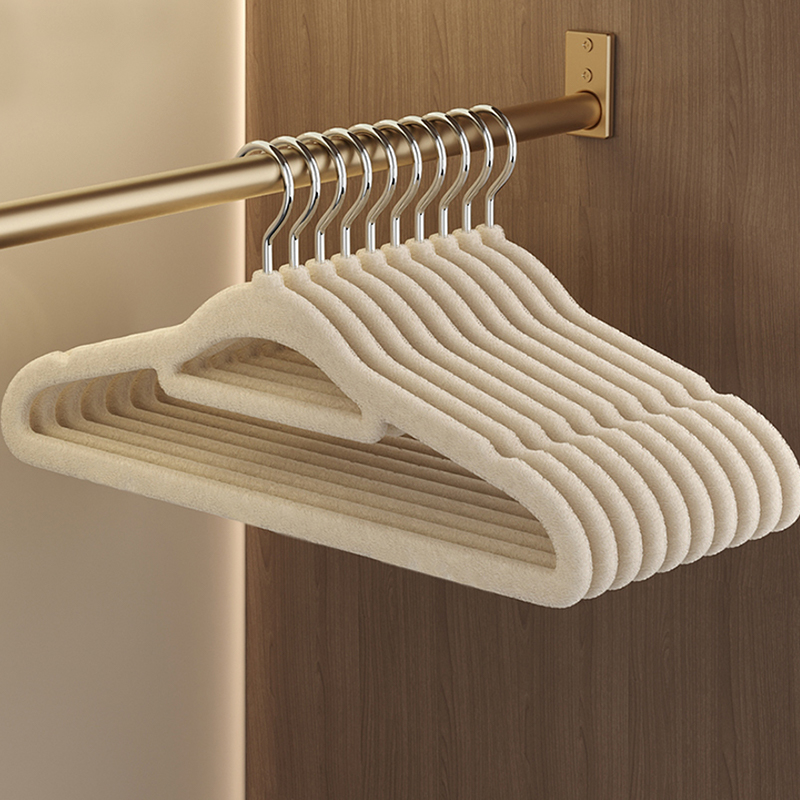 植绒衣架家用挂衣100个整理师专用无痕防滑防肩角衣柜晾衣服撑子