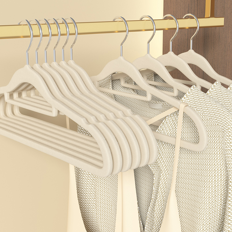 植绒衣架家用挂衣100个整理师专用无痕防滑防肩角衣柜晾衣服撑子